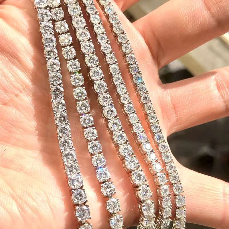 OACOCA 5mm Moissanite Tennis Chain 925 Silver Hip Hop Jewelry for Men