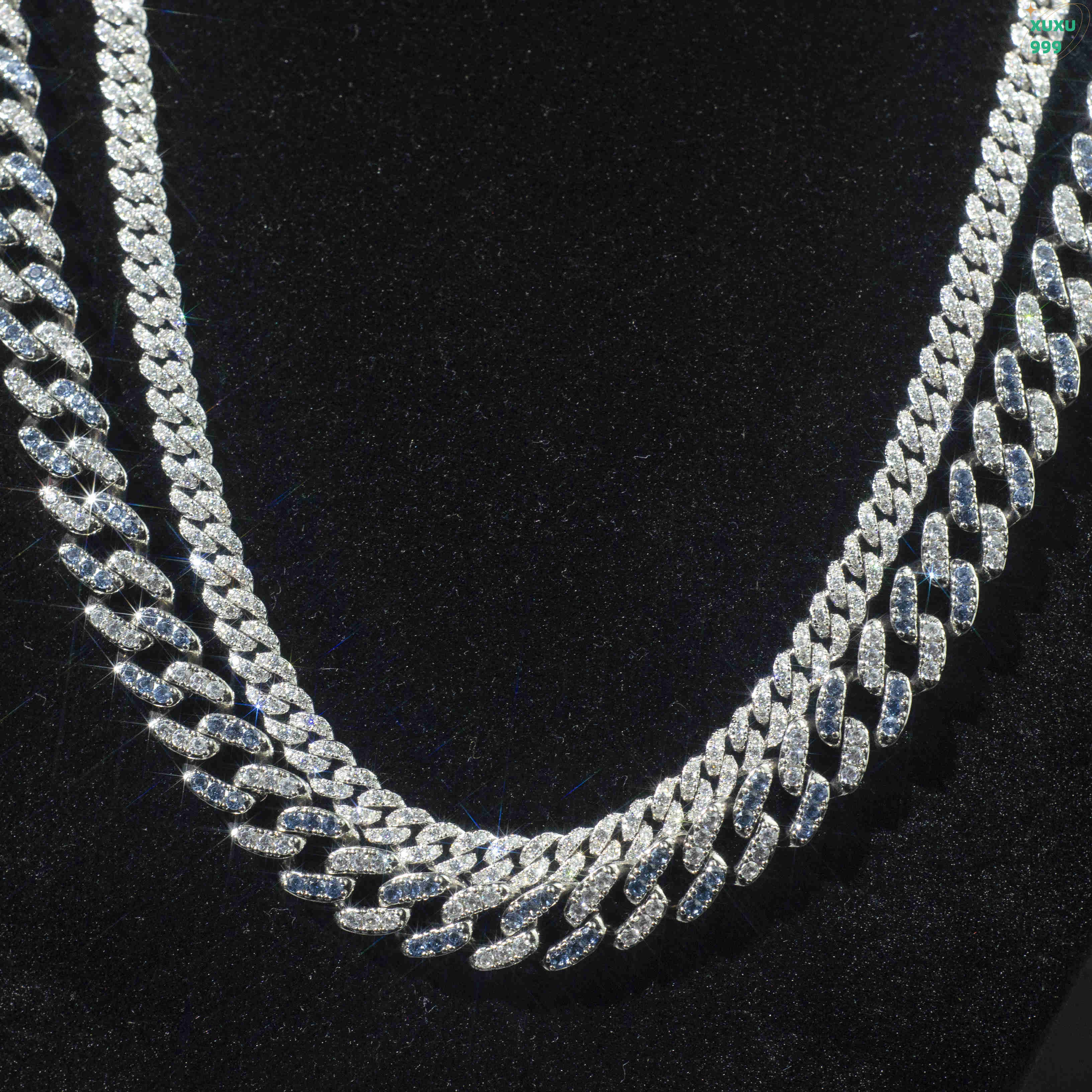 OACOCA Vvs Moissanite Cuban Chain Hip Hop Style Iced Out Round Brilliant Cut Gold Plated 925 Silver Necklace for Men Women