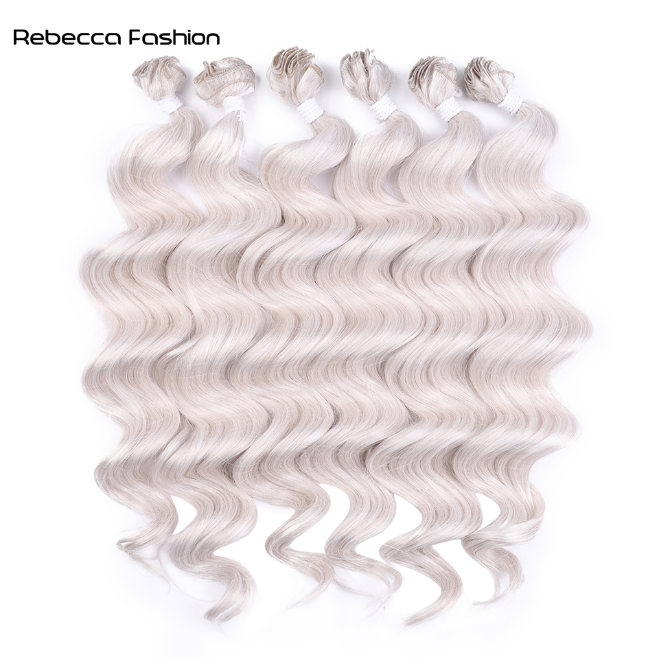 Rebecca Fashion Deep Wave Synthetic Hair Extensions 6pcs Set of Long Length (24 Inches) for Stylish Braids & Twists