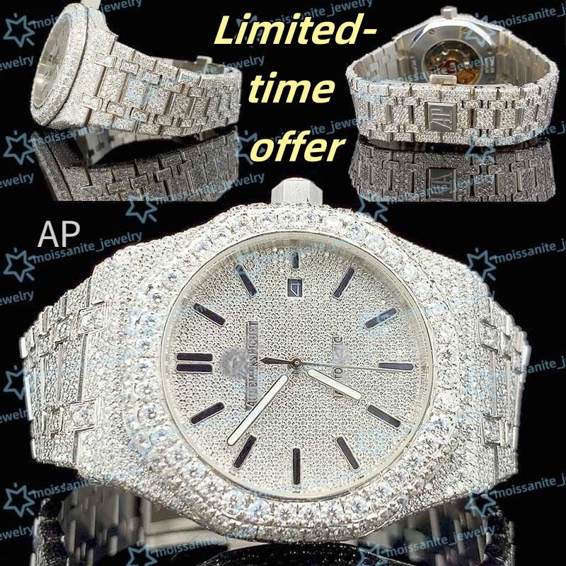 Mosani custom high-end luxury men's and women's Bling all-diamond hip-hop ice stainless steel mechanical watches very shining Free and fast delivery AA+