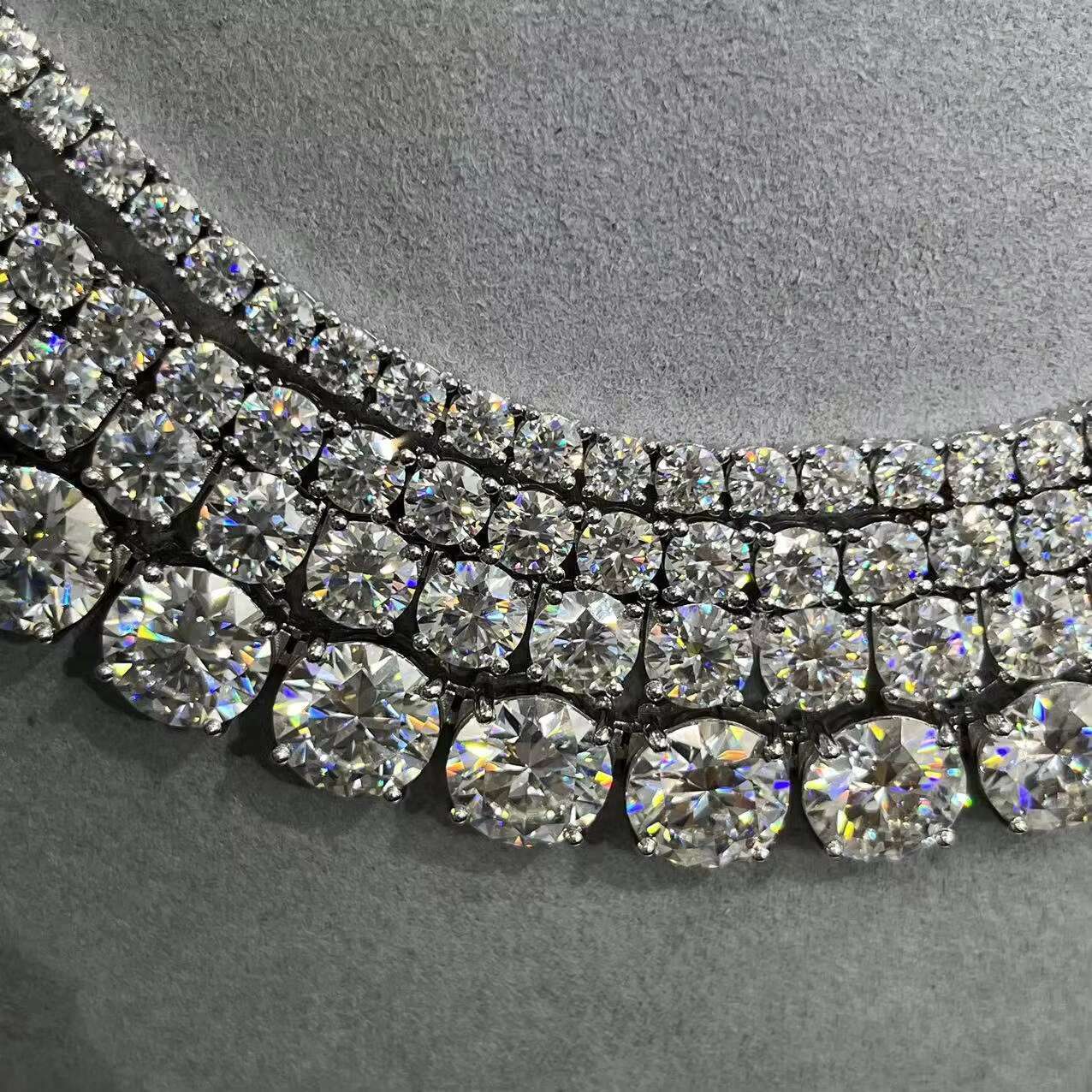 OACOCA Pretty Hot Sale VVS Moissanite Diamond Tennis Chain Necklace 925 Silver Jewelry Color Tennis Chain HOT