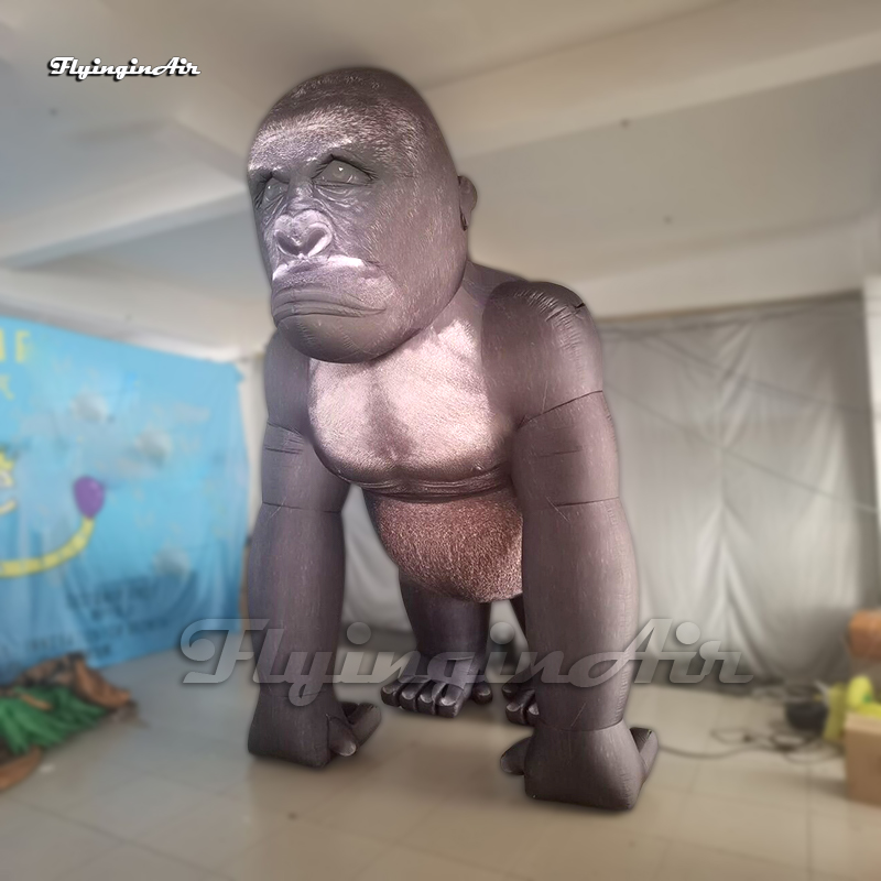 Personalized Grey Giant Inflatable Gorilla Animal Mascot Model 3m/4m Large Air Blow Up Great Ape For Park Decoration