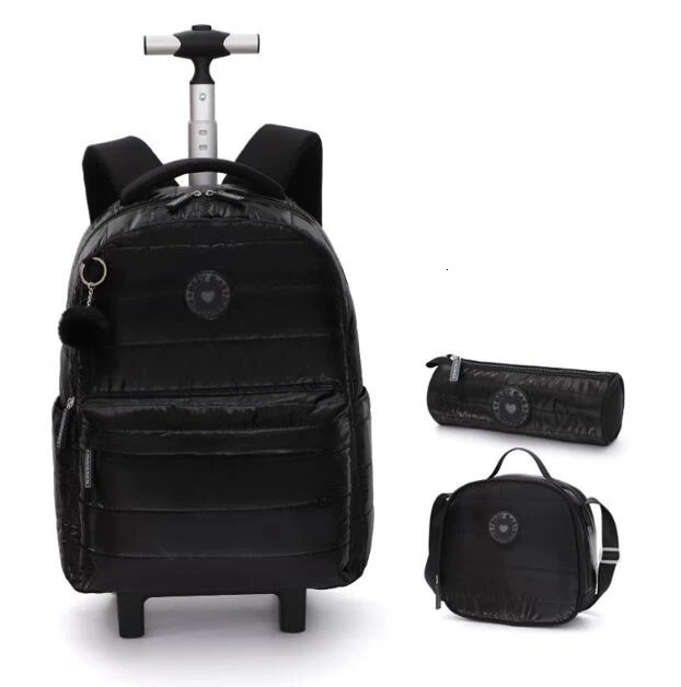 School Rolling Travel Backpack Set for Girls 18 Inch Wheeled Bag Trolley Bags Teenagers Children 250605