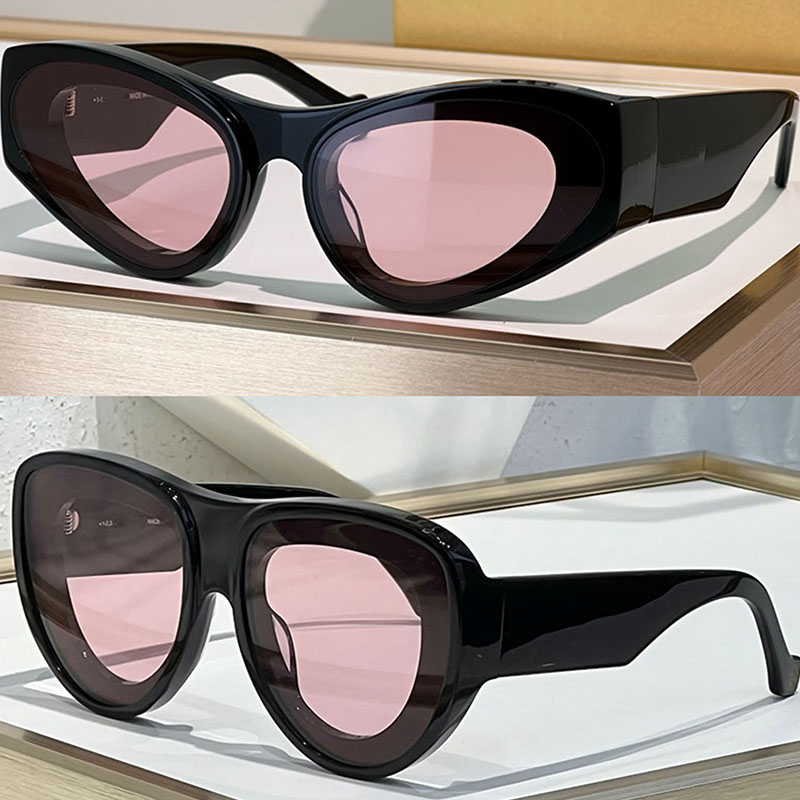 Designer Sunglasses For Mens Womens 40170 40171 Black oval acetate frame Pink lenses with UV 100% protection Beach Party