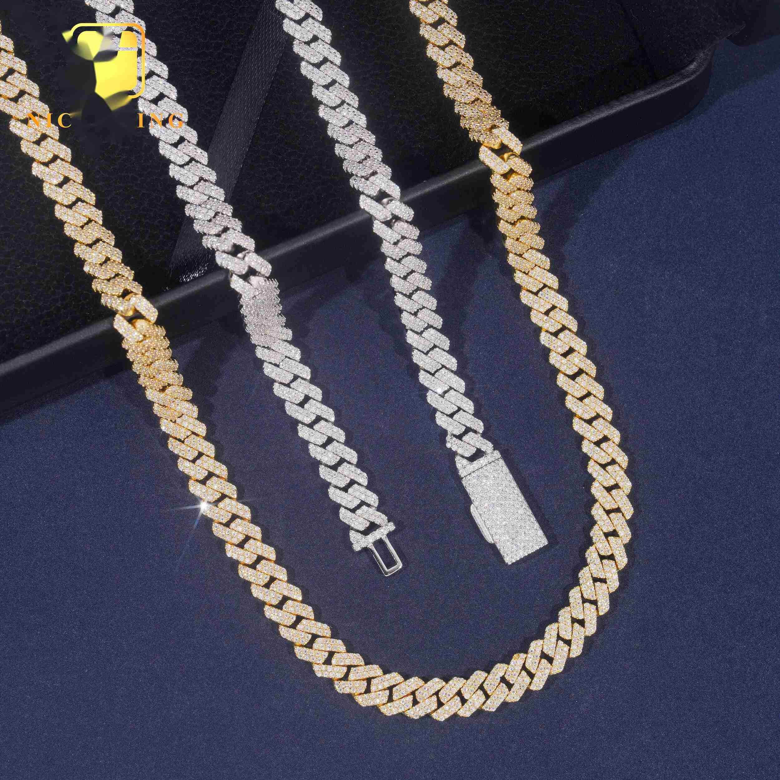OACOCA 8mm Hip Hop Custom Jewelry Moissanite Necklace 925 Sterling Sliver Diamond Iced Out Cuban Link Chain Necklace Bracelet