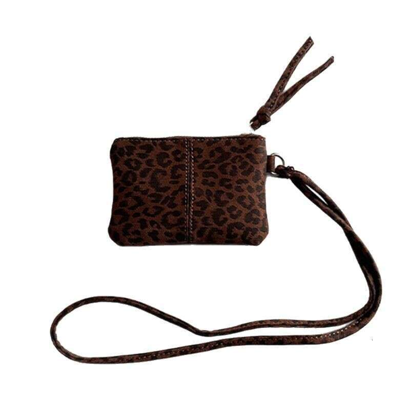 Halter Neck Mini Personality Fashion Leopard Print Lipstick Coin Purse Autumn Women's Single Shoulder Suede Small Square Bag