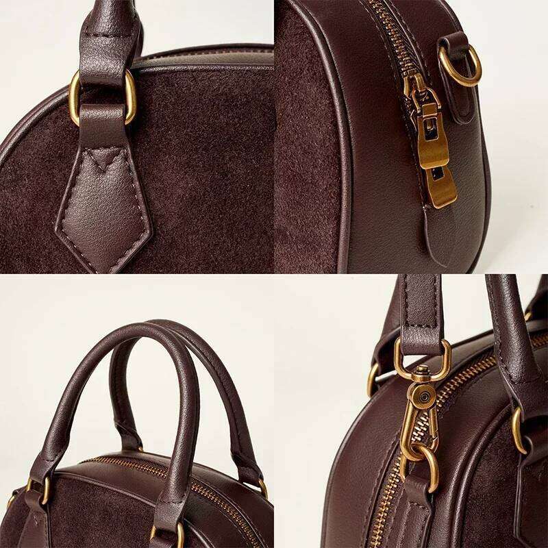 Women Cow Leather Shoulder Bag Female Cowhide Fashion Versatile Handbag Lady Crossbody Classic Retro Boston Bags Ladies