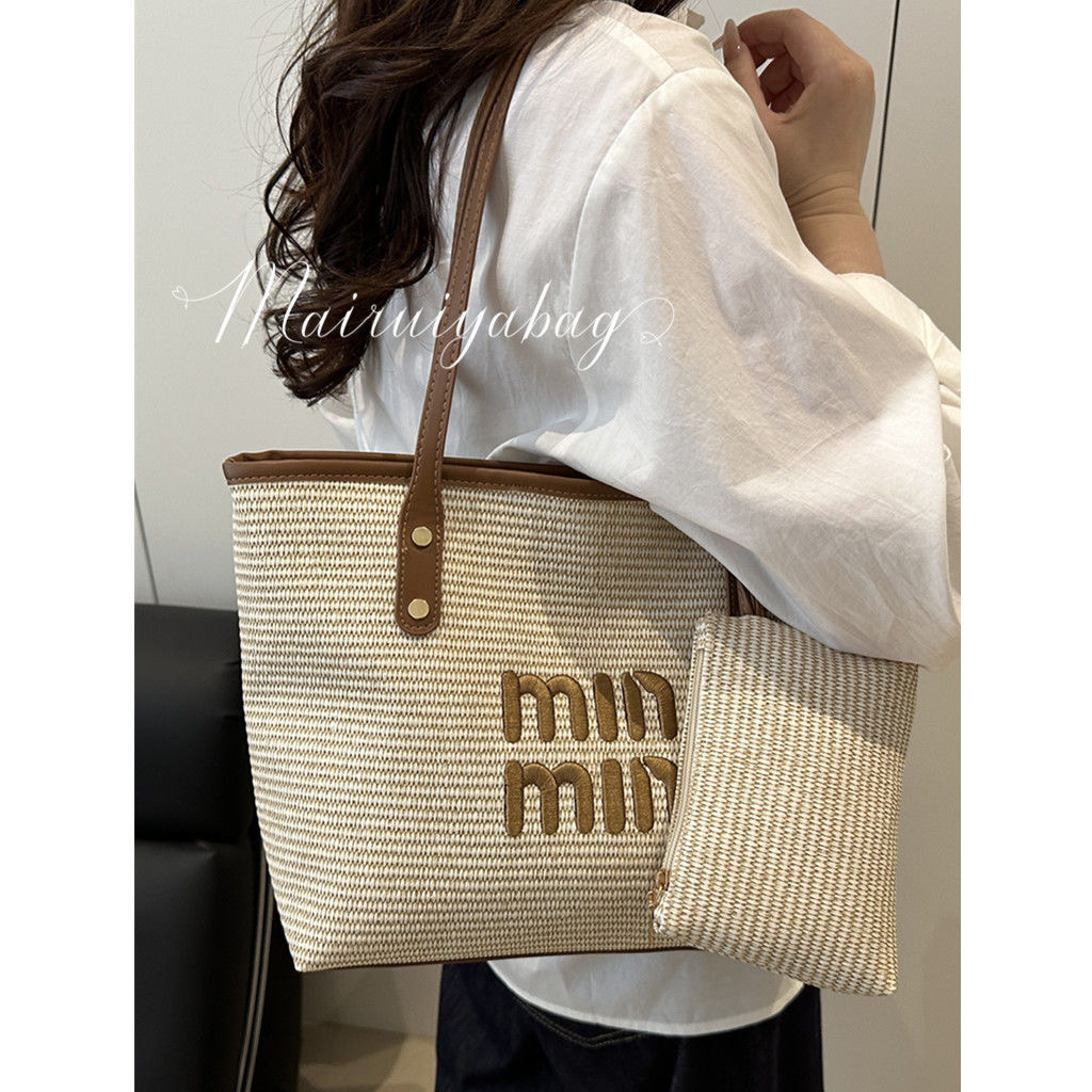 Designer bag handbag designer foreskin leather PU compression shoulder strap large capacity shopping bag summer travel beach bag picnic shopping bag l
