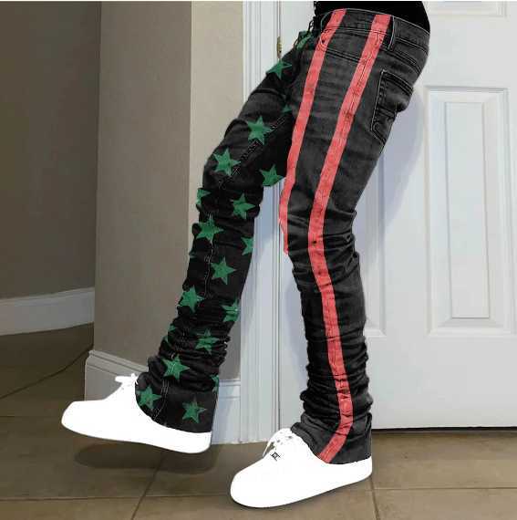 Men's Jeans Fashion Pants 2025 New Men's Casual Flared Pants with digital printing Q250610