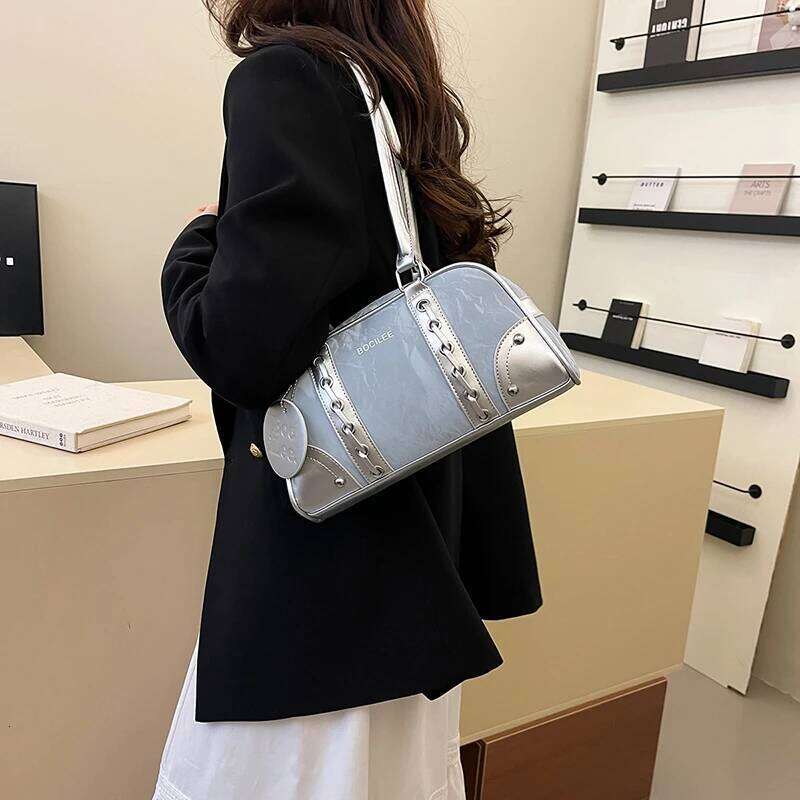 2025 Bag For Women, Large Capacity Single Shoulder Underarm Color-Blocked Handbag Boston Bag, Trendy And Versatile