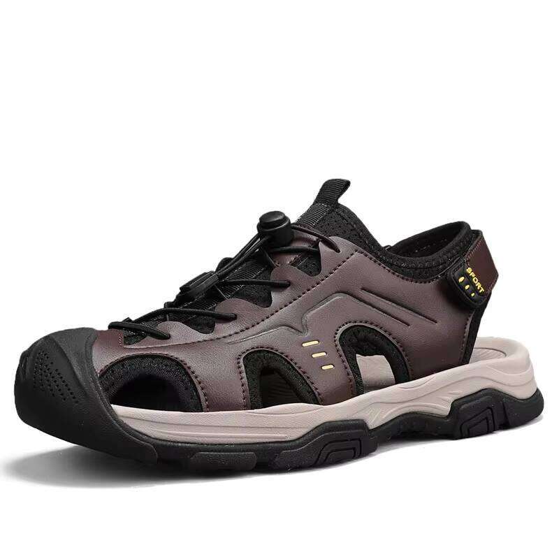 Outdoor Leather Sandals Hot Selling Casual Shoes for Men Rubber Mesh Summer Slippers
