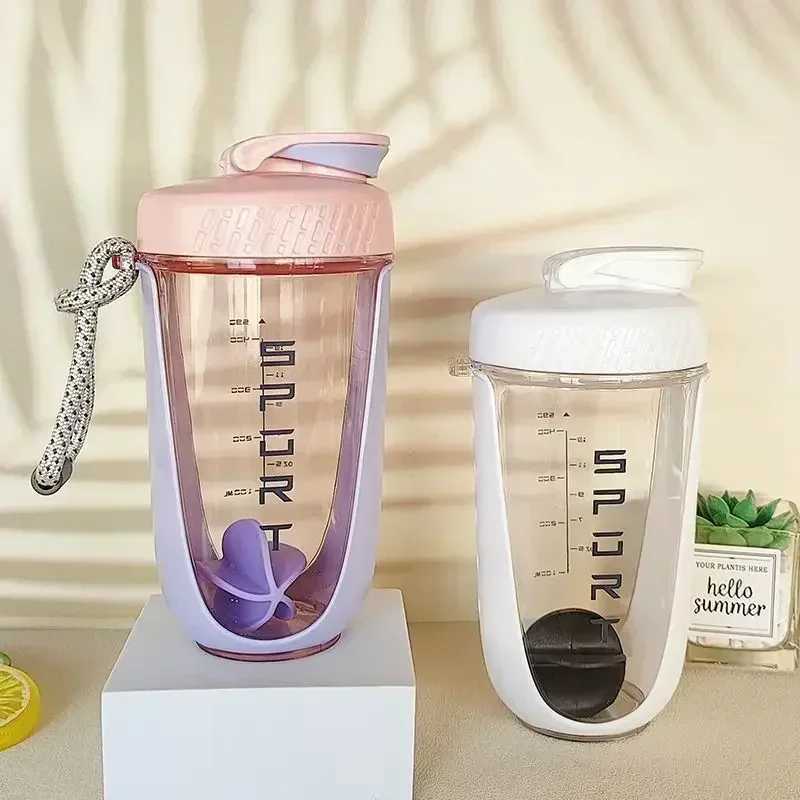 590ML Blender Shaker Bottle with Stirring Ball Protein Powder Shake Cup Plastic Mixing Cup Bodybuilding Exercise Bottle H260416