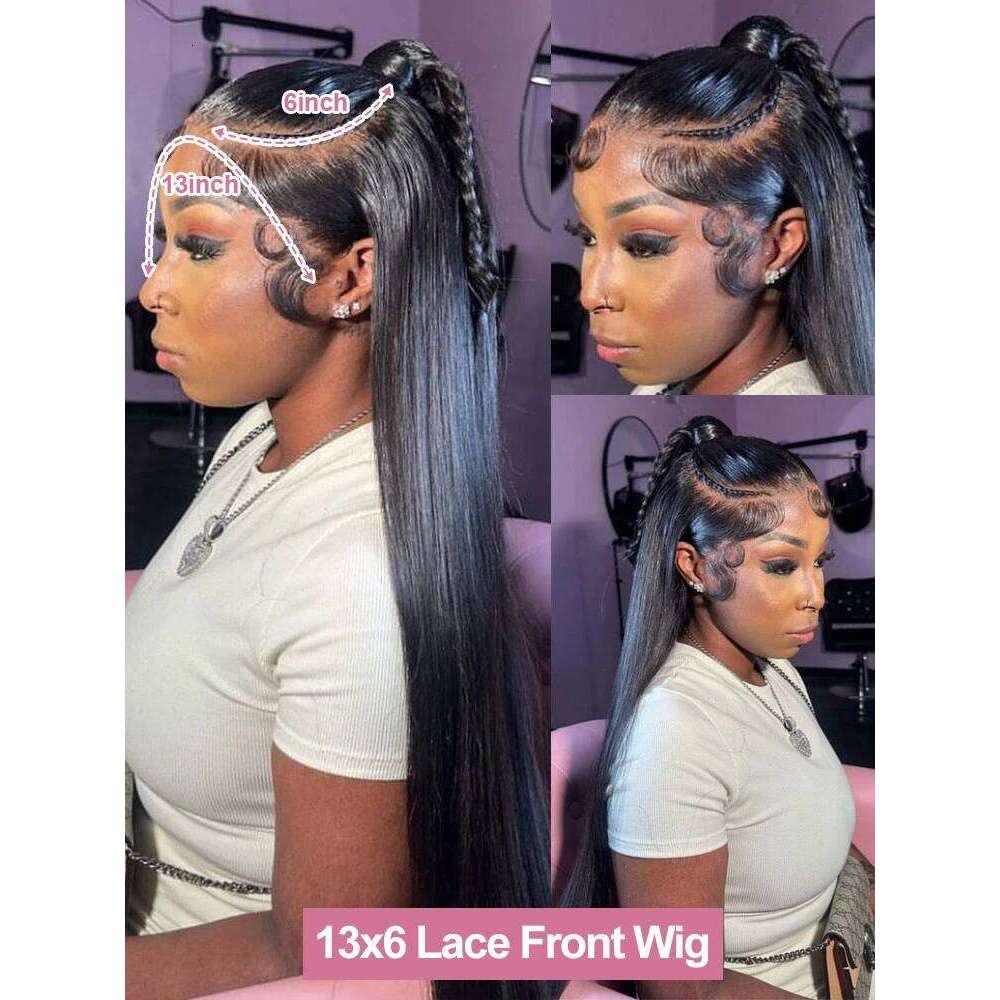 250 Density 40 Inch Straight 13x6 HD Frontal Wigs 100% Quality Brazilian 360 Full Lace Wig Human Hair Preplucked