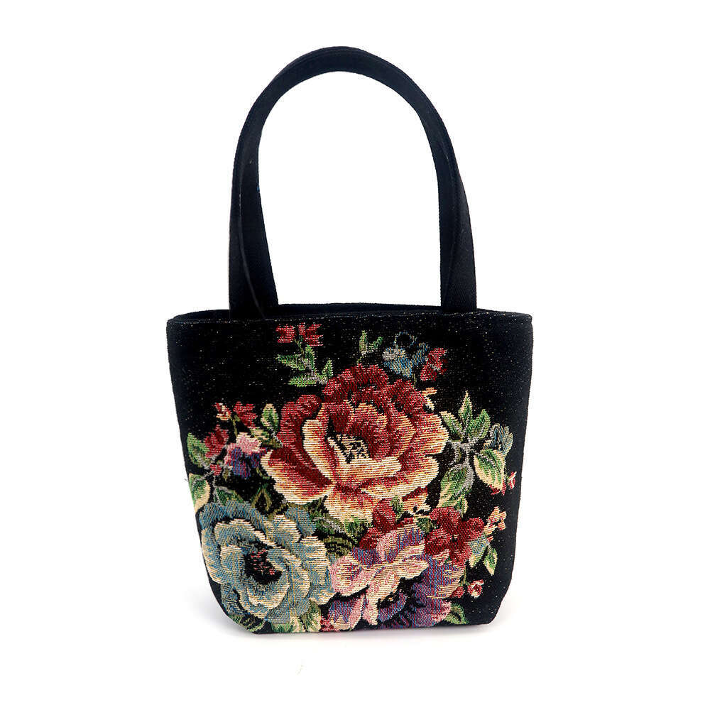 Canvas Jacquard Embroidered Cute Cartoon Phone Bag Mini Artistic Fresh Handbag Simple