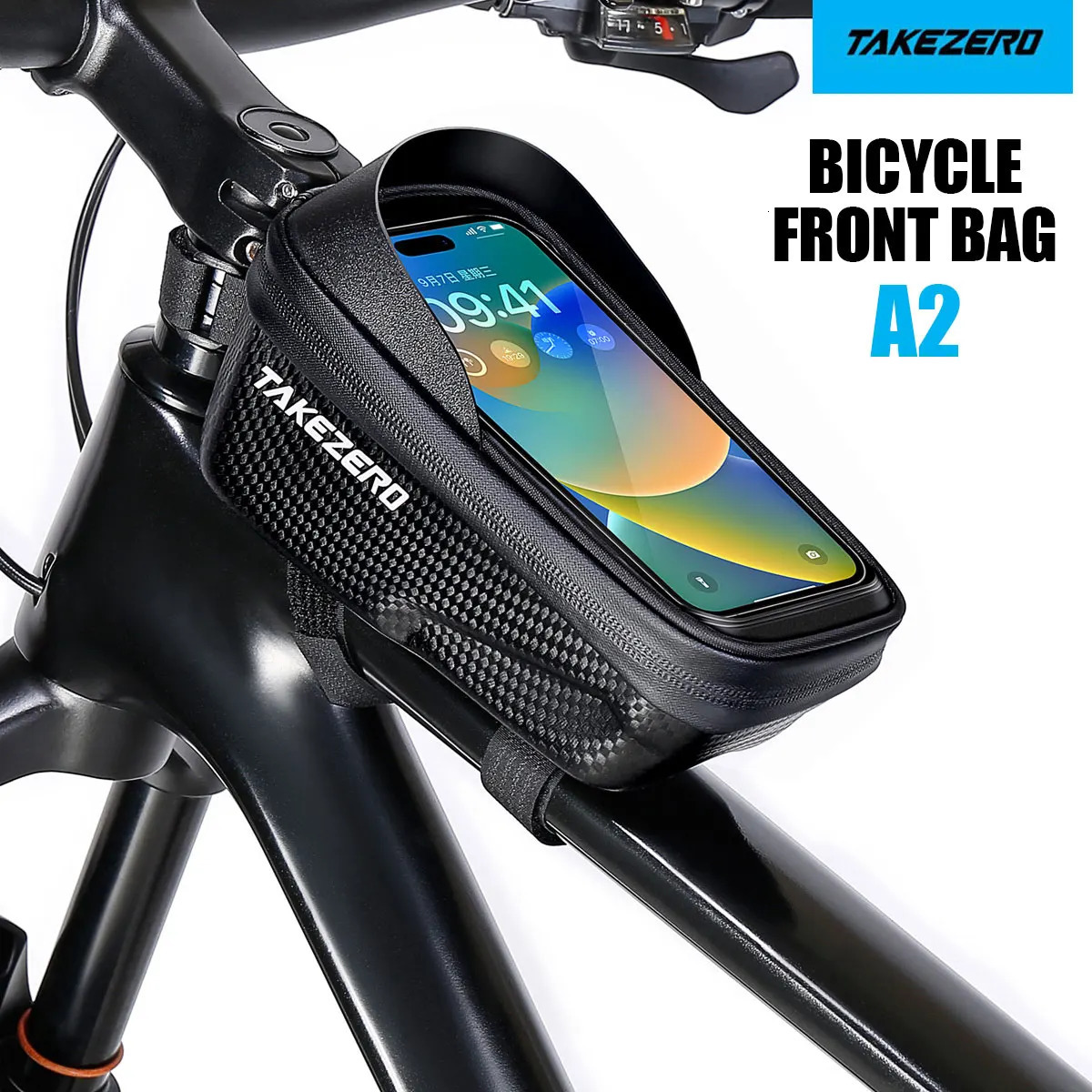TAKEZERO A2 Mountain Bicycle Bag - Hard Shell EVA Front Bar Bag for Road Bikes Mobile Phone Handlebar Bag - Cycling Equipment 250610