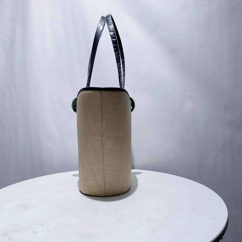 Designer Bag Large Capacity Tote For Women Designer Straw Woven Bucket Bag Metal Buckle Decoration Top Handbag And Purse