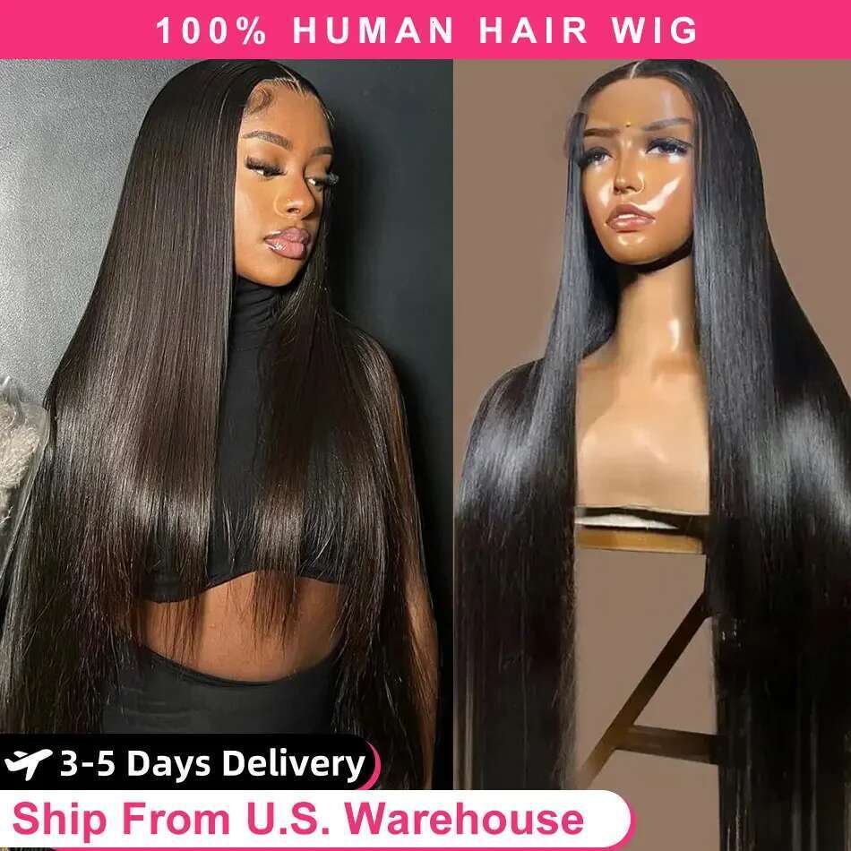 Bone Front 13x4 13X6 Hd Lace Frontal Wig Pre Plucked 180% Density Black Straight Human Hair Wigs