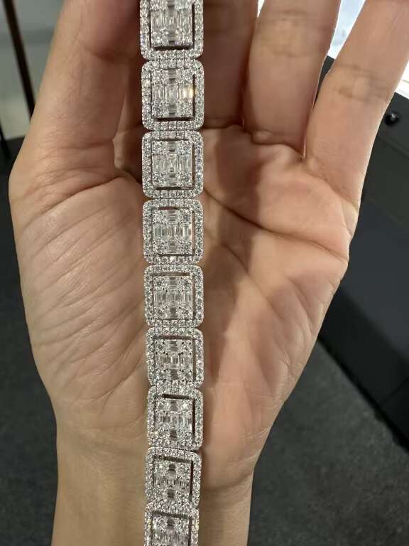 Luxury Customized 925VVS Moissanite Bracelet High Quality T Square Diamond Fashion Chain Link Bracelets