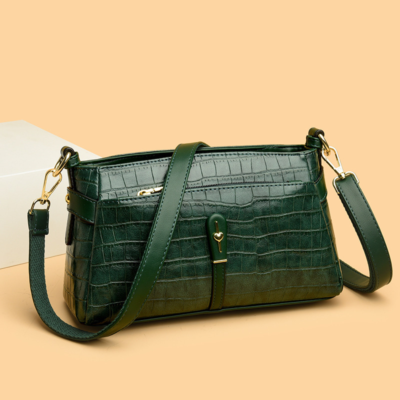 Free Shipping 2025 New Luxury Crocodile Pattern Middle-aged Designer Mom Bag Multi-layer Shoulder Bag Fashionable Women's Handbag Large Capacity 