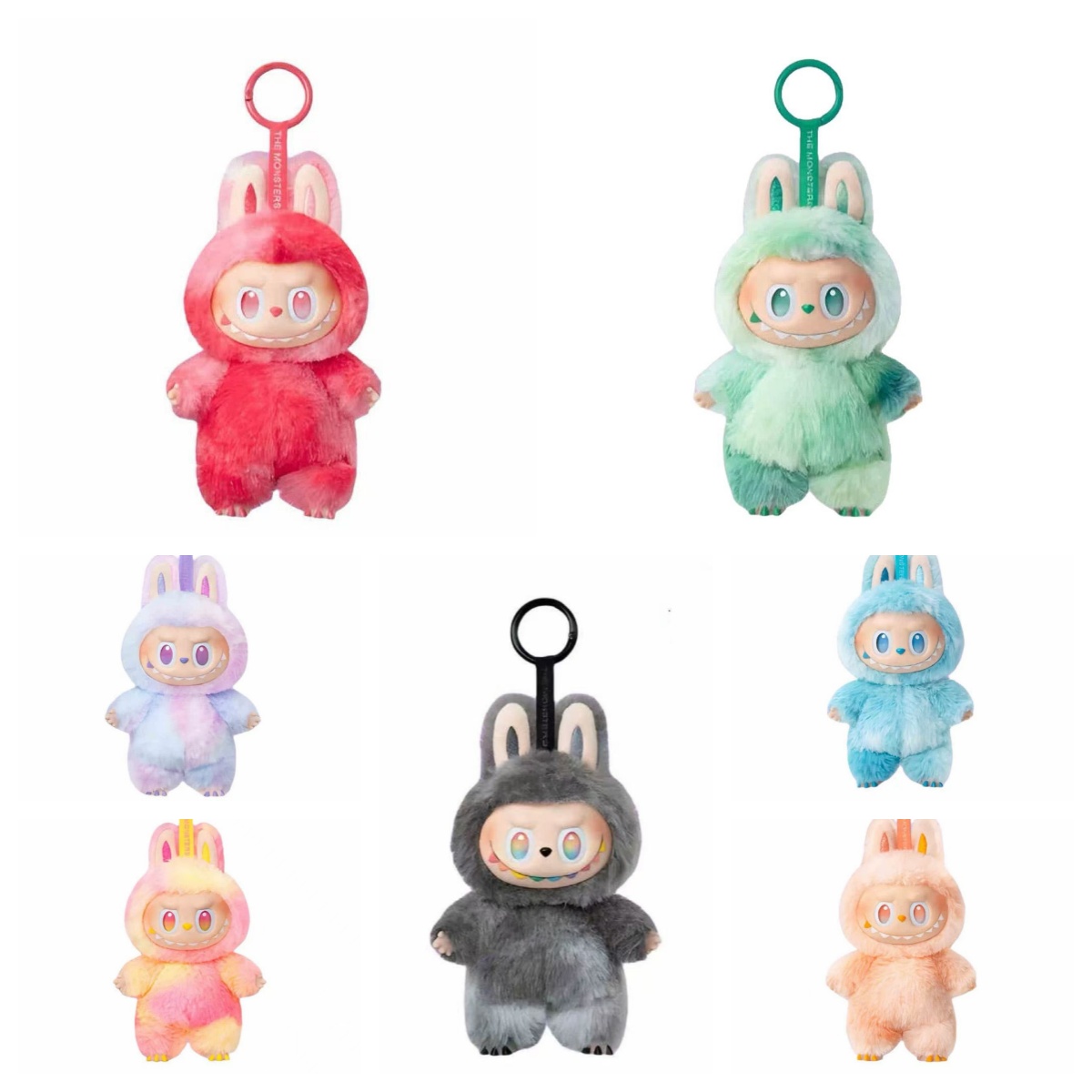 Labubu The Monsters Designer Keychain Heartbeat Macaron Enamel Face Blind Box Bag Charm Key Chain Pvc Figurine Labubu sitting party Kawaii Doll Kid Christmas Gift
