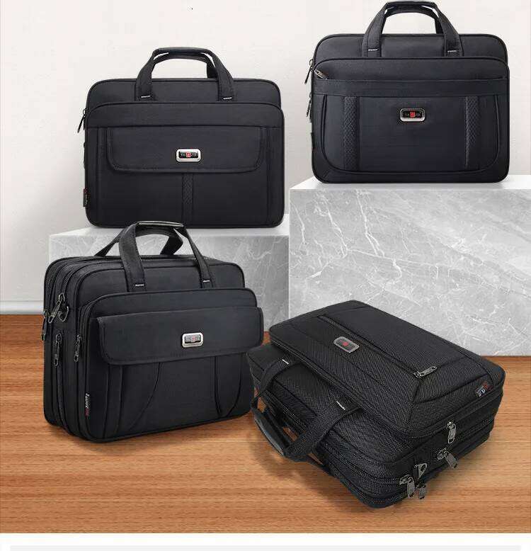 Business Men's Briefcase Canvas Waterproof Large Capacity 15.6 Inch Laptop Work Business Bags Official Office Bag