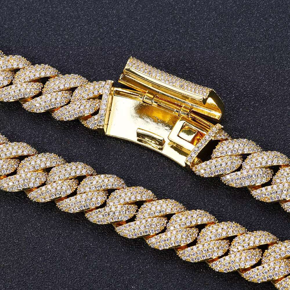 OACOCA Hip Hop 18mm Zircon Necklace for Men Iced Out Fashion Cuban Chain Necklace 18k Gold Necklace Charms for Jewelry Making
