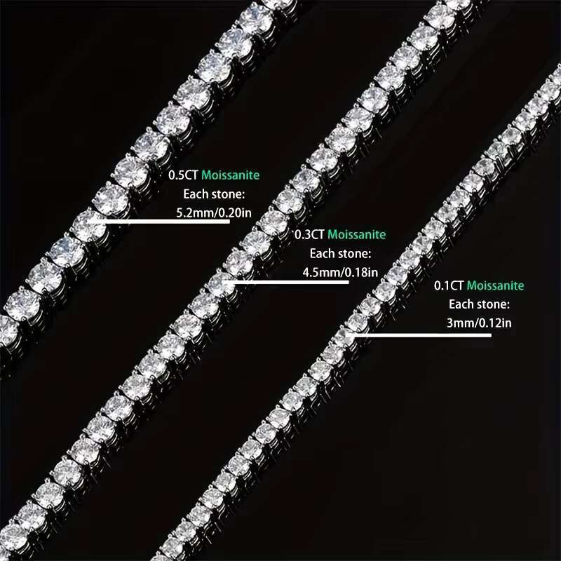 OACOCA Multi Size S925 Silver Moissanite Tennis Necklace Popular Pop Celebrity Same Style Party Style Gift Trend Men and Women Chain