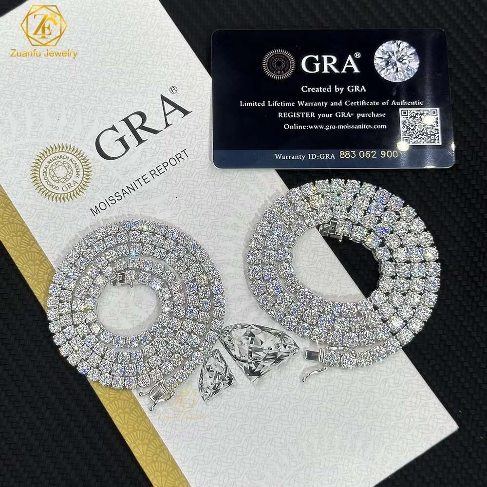 OACOCA Luxury Real 10K 14K Gold Out Diamond Tennis Chain Men Women 2mm 3mm 4mm 5mm Bracelet GRA Certificate Moissanite Necklace