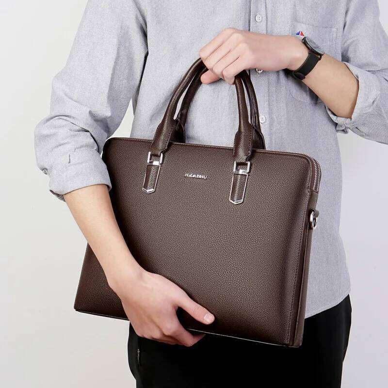 2023 New Cow Genuine Leather Business Men's Male Briefcase Shoulder Men Messenger Bag Tote Computer Bags