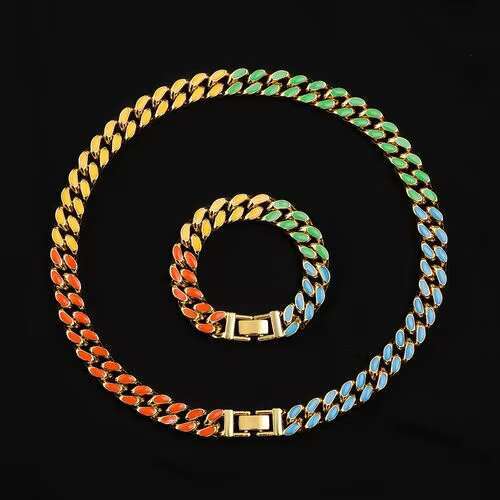 OACOCA Mens 18K Gold Cuban Link Chain Necklace 925 Silver Bracelet Anklet Set with Diamond Iced Out Moissanite Pendant Hip Hop Style