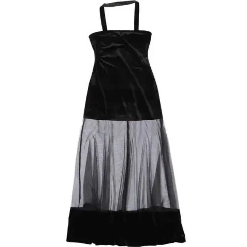 Pure Color Velvet Dress Women Sexy Birthday Party Gown Slimming Skirt Sleeveless Polyester Fiber Regular Waistline Design XJ250610