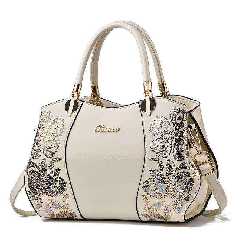 Fashion Embroidered Shaped Boston Women's Crossbody Bag Patent Leather Large Capacity Womens Handbag Bolsos Mujer
