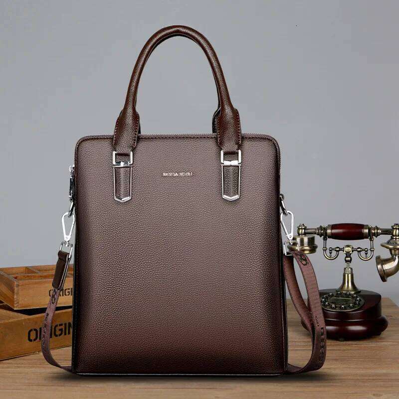 2023 New Cow Genuine Leather Business Men's Male Briefcase Shoulder Men Messenger Bag Tote Computer Bags