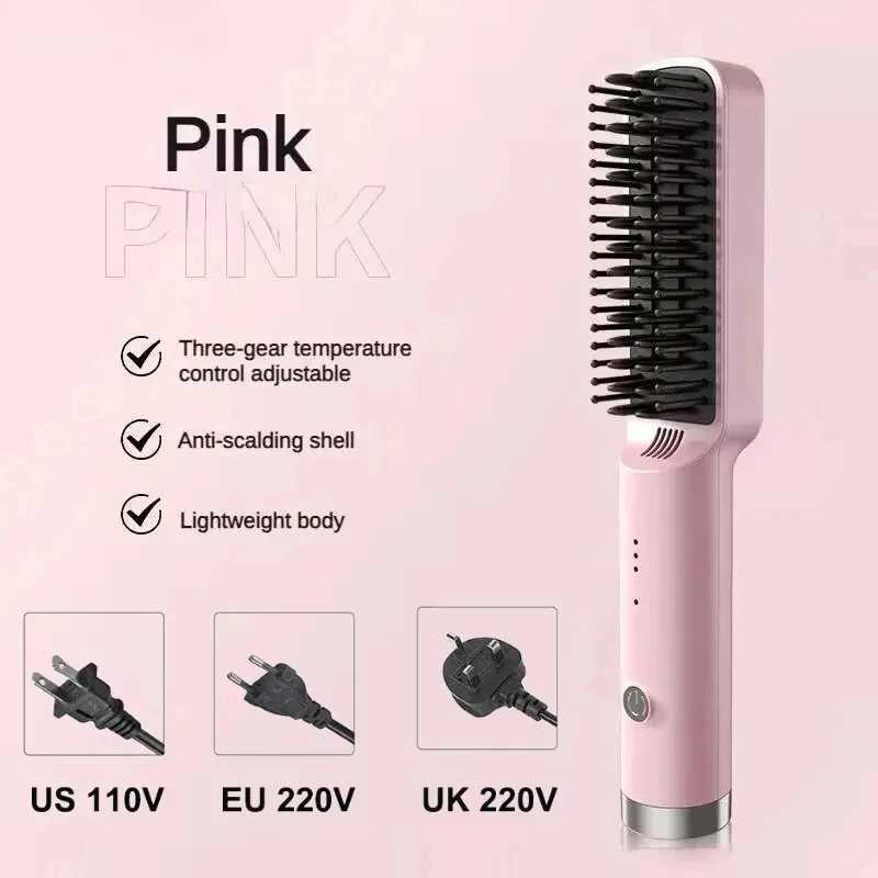 Electric Hot Hair Straighteners Hot Comb and Straightening Brush Hair Styling Appliances Home Portable Curling Mini Negative Ion W250610