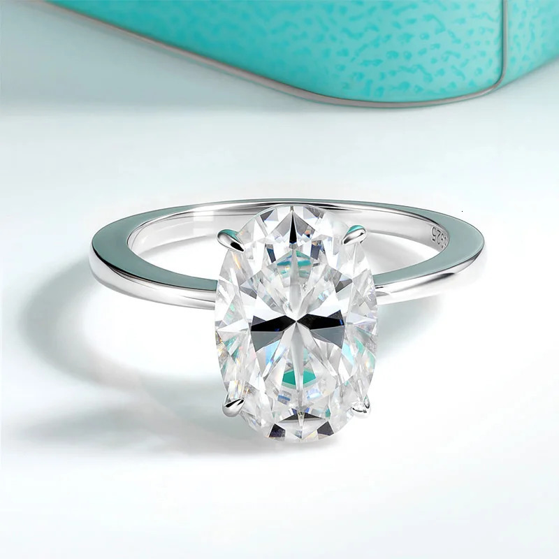 TFGLBU 4.5CT All Diamond Ring for Women Oval Cut Bridal Sets Solitaire 18k Plated Wedding Promise Band 925 Silver GRA 250610