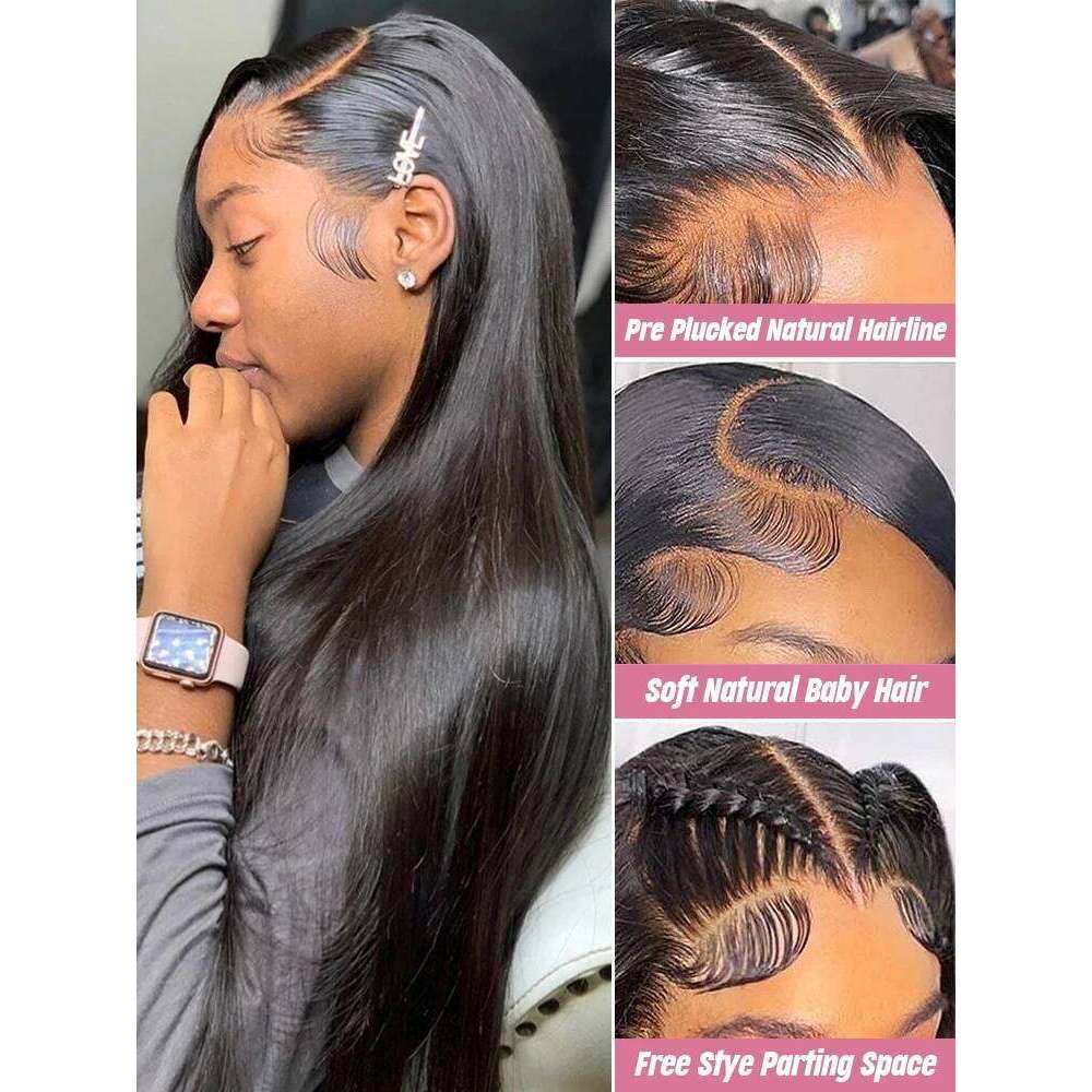 360 HD Frontal 180% 13x6 13x4 Straight Front Brazilian 100% Human Hair Wigs For Women 4x4 Lace Closure Wig