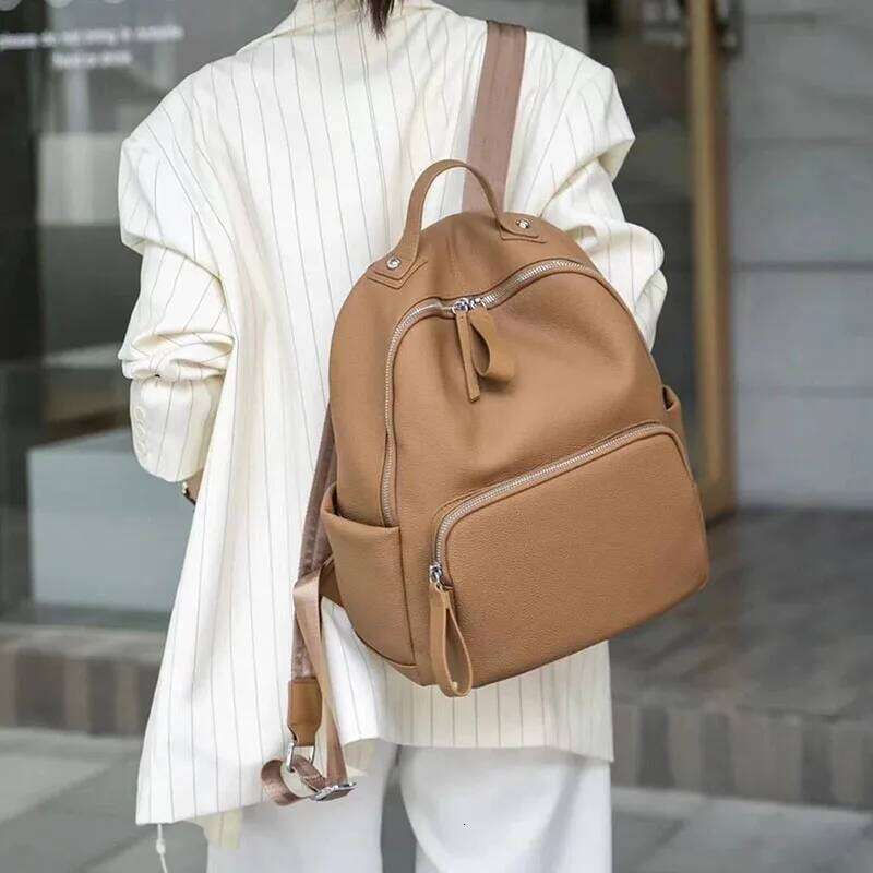 New Trendy Large Capacity Backpack With Genuine Leather Shoulder Bag, Handbag For Commuting, Student Backpack, Travel Bag 2025/06/10