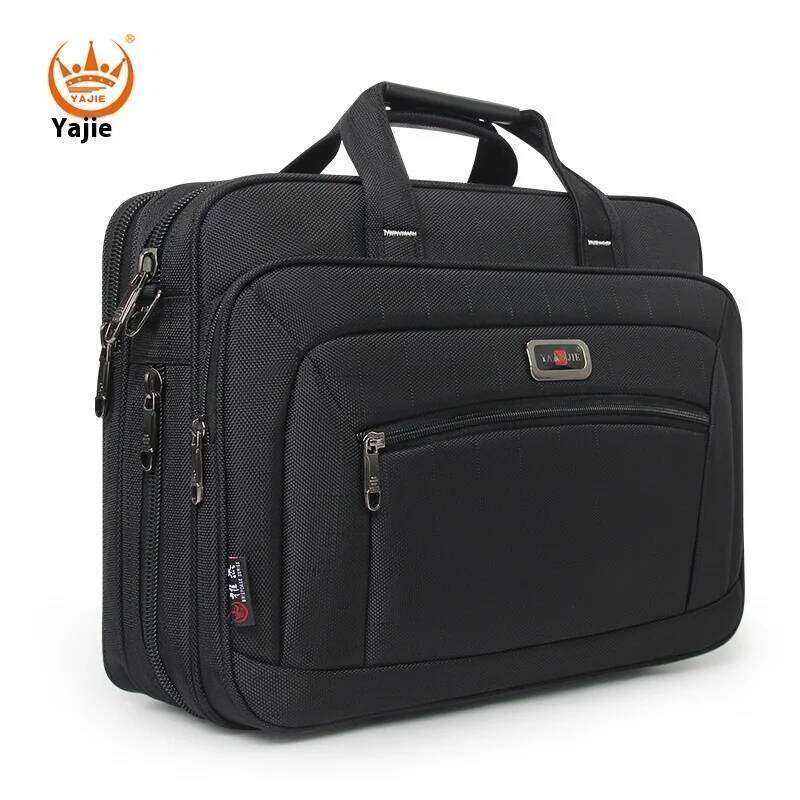 Business Men's Briefcase Canvas Waterproof Large Capacity 15.6 Inch Laptop Work Business Bags Official Office Bag