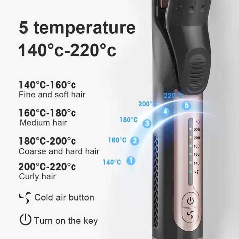 Dual-Use Ceramic Glazed Hair Straightener With Five Temperature Control Cold Air Splint Molding Softening Straight Curling Iron W250610