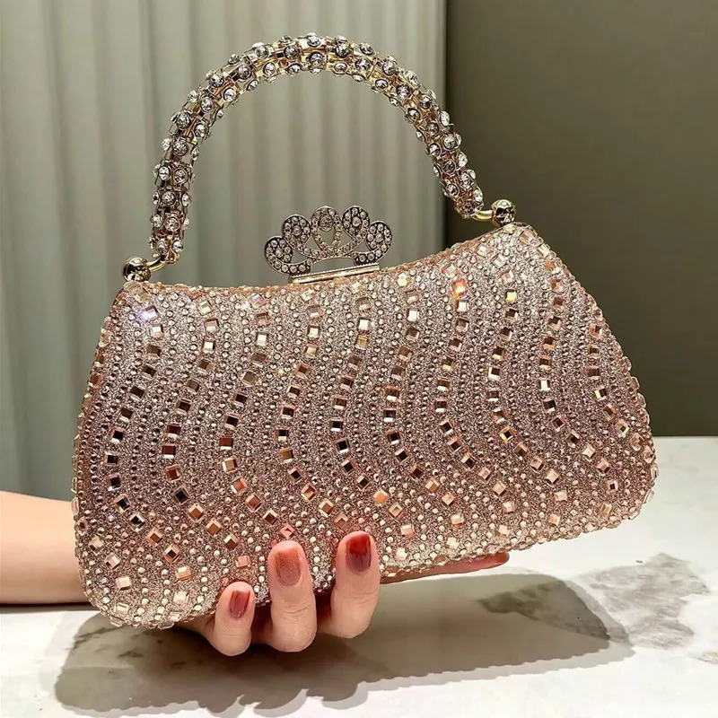 Fashion Diamonds Womens Handbags Full Rhinestone Party Clutch Bag Portable Tote Shoulder Messenger Bags 250606