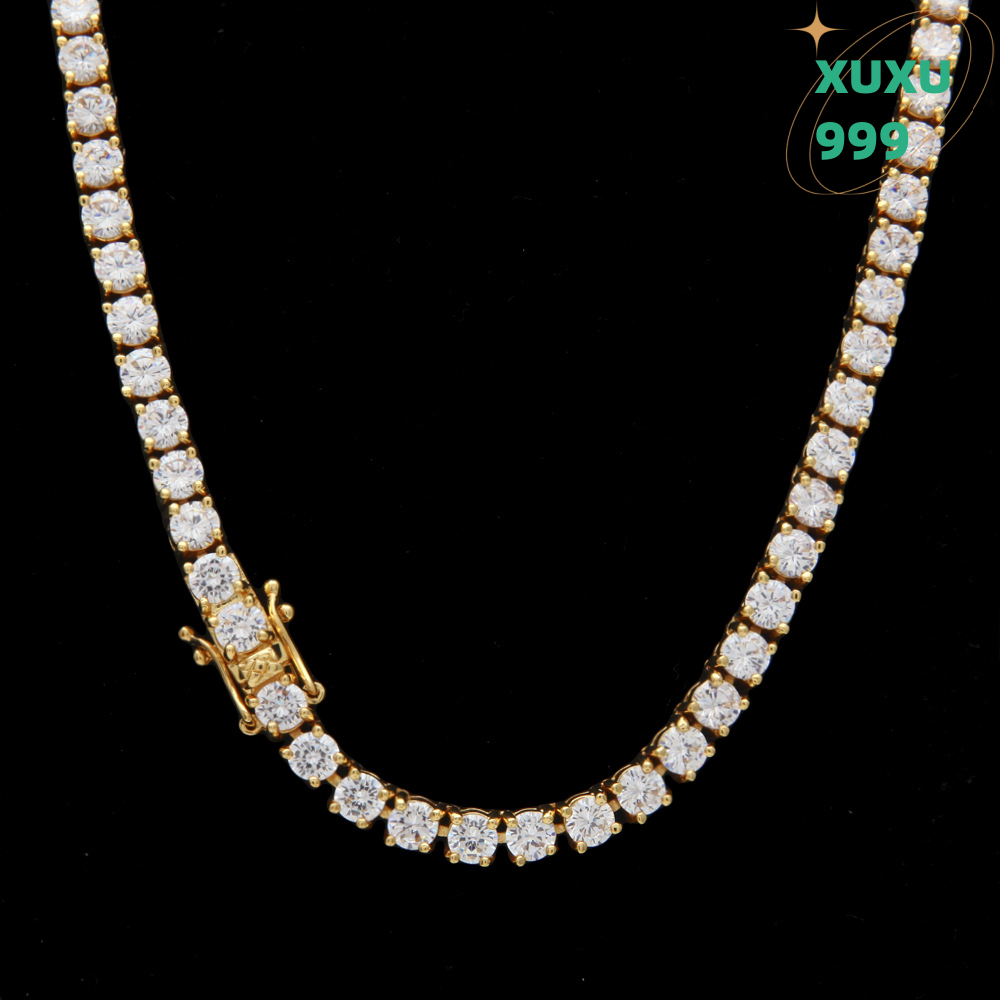 OACOCA 16~24inch Classic Tennis Chain 925 Silver Gold Plated VVS White Moissanite Mens Chains Fine Jewelry Tennis Links