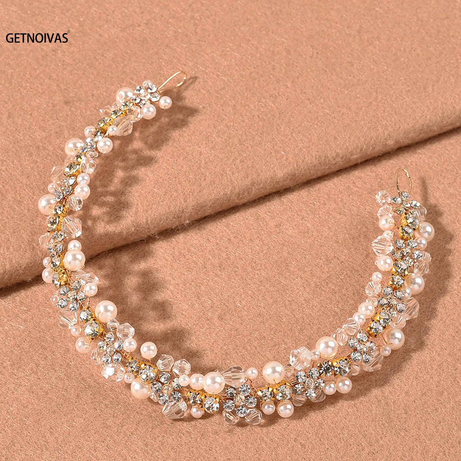 Bridal Wedding Headbands Full Pearl and Rhinestones Tiaras Hairbands For Women Bride Bridal Wedding Hair Accessories Jewelry 250610