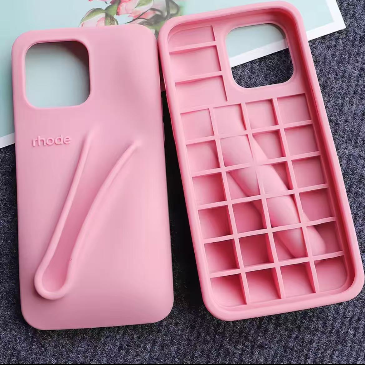 Autumn Edition New Rhode DIY Lipstick Lip Holder Soft Silicone Case for IPhone 16 15 14 13 12 11 Pro Max Plus Phone Stand Cover
