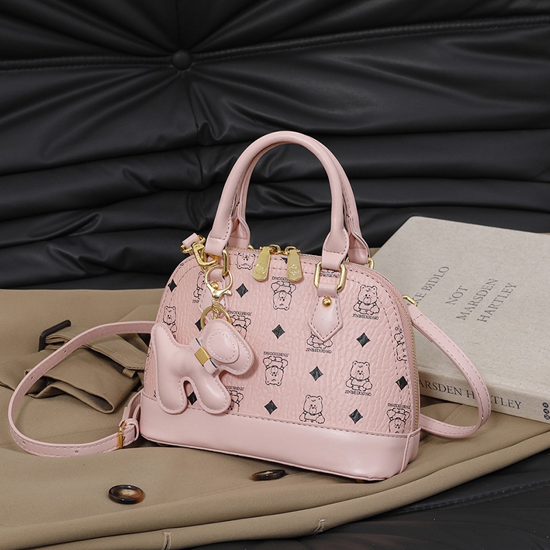 Free Shipping 2025 Designer Women's Luxury New Bear Printed Fashion Style Handbag Small Bag Crossbody Bag pink