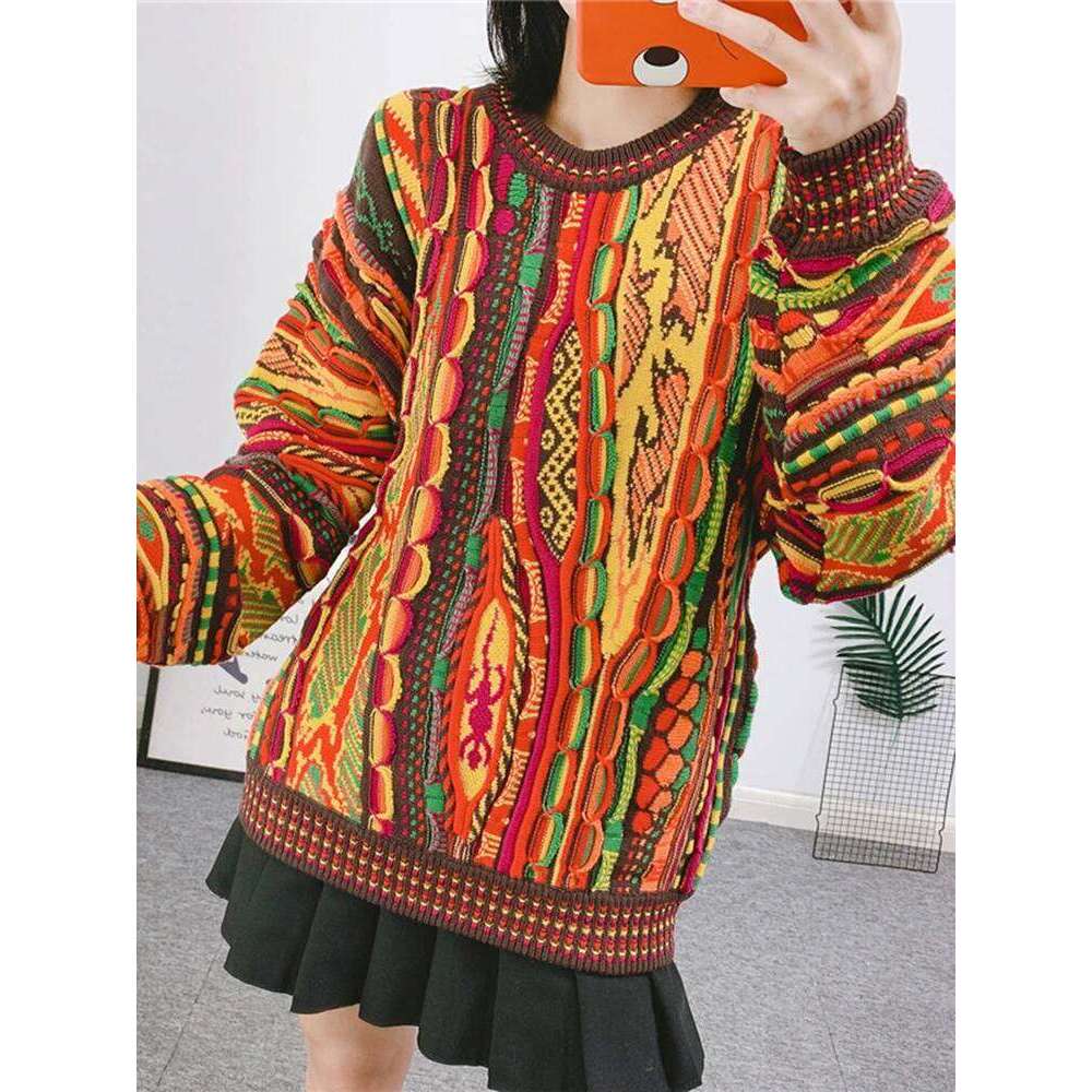 XFPV Sweet Stripe Long Sleeve Multicolor Loose Pullover O Neck Sweater For Women Y2k Korean Fashion Tide Autumn 2025 Sm114
