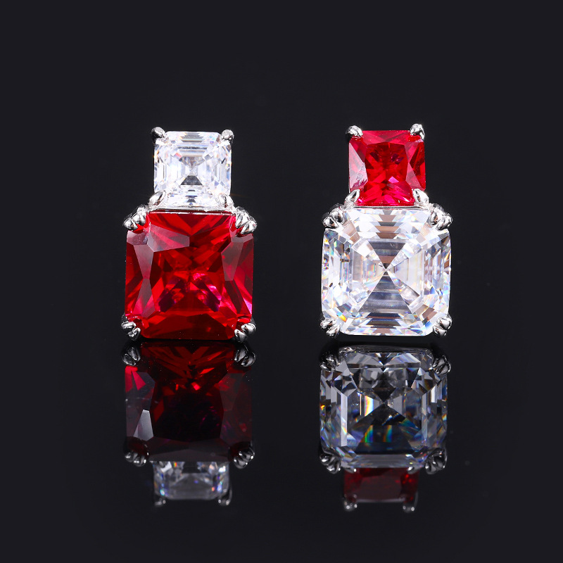 Charming Women's S925 Sterling Silver Ear Jewelry Featuring Colorful Princes-Cut CZ