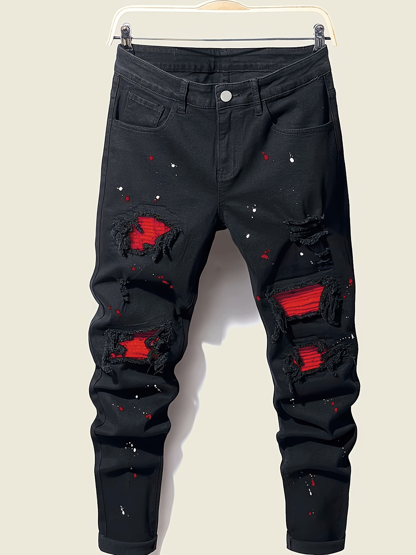 Mens jeans Designer jeans Trendy mens jeans Mens tapered jeans New Men's Paint Splatter Jeans