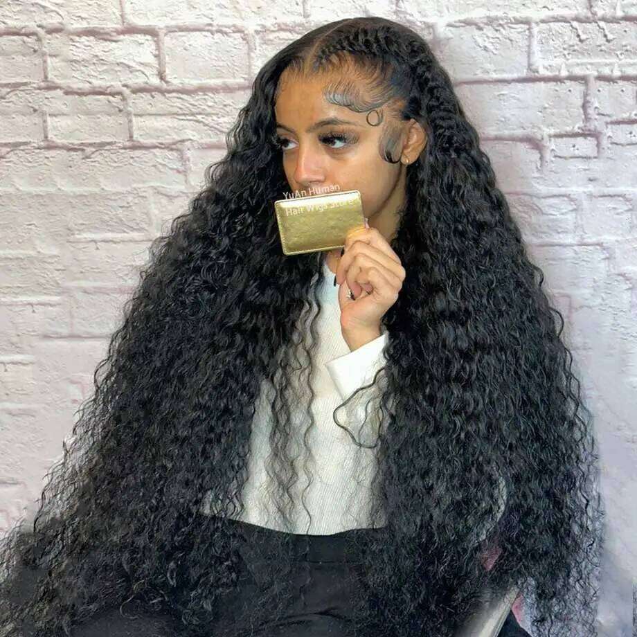 40 Inch Deep Wave Wig Transparent 13x4 13x6 HD Curly Human Hair Lace Frontal Wigs For Women