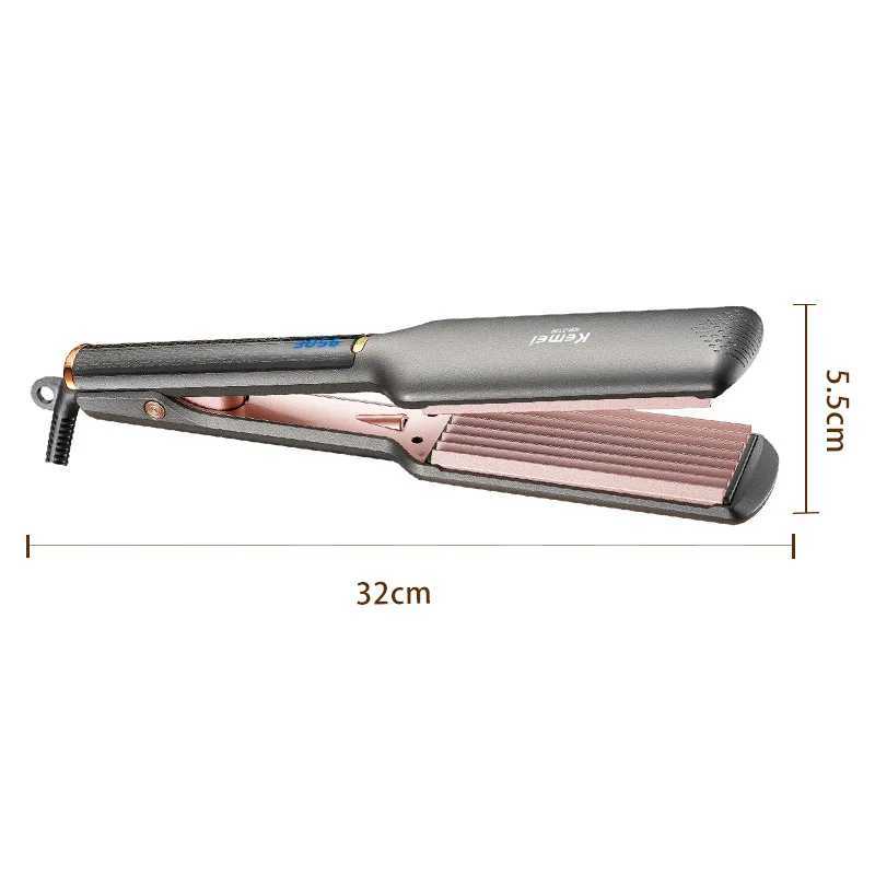 Kemei Hair Straightener Curler Aluminium Ceramic Coated Heating Plate 6-Level Temperature Control Crimping Styling Tool W250610