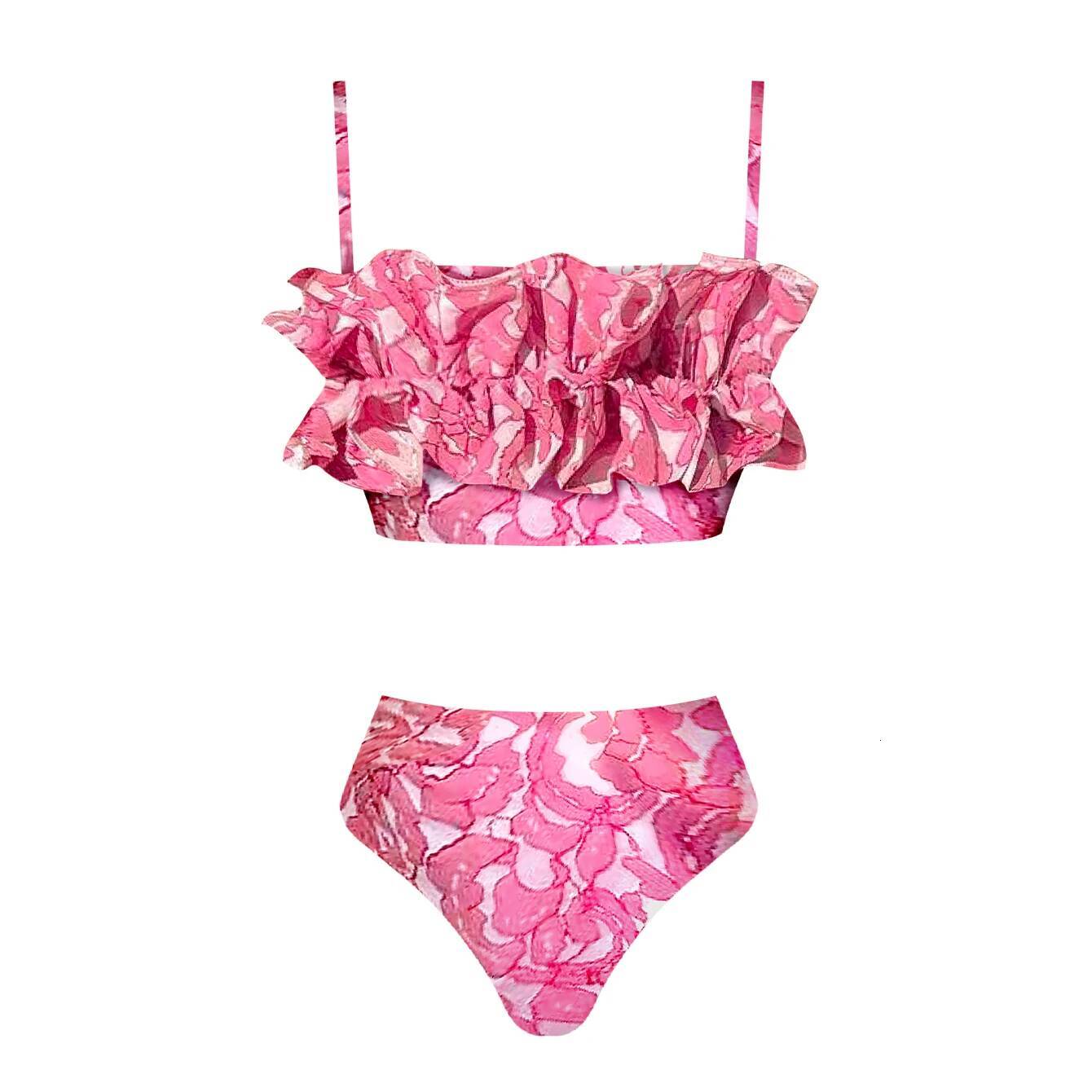 3Pieces Sexy Printed Bikinis With Cover Up Women Swimsuit 2025 Ruffle Swimwear Female High Waist Swim Suits Bodysuit Beachwear